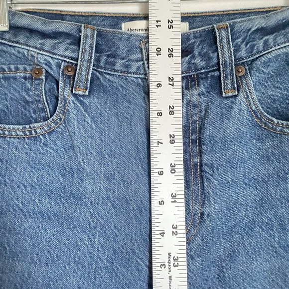 Abercrombie Fitch High Rise Loose Jeans Women 25 Blue Middle Wash Casual Relaxed - Picture 6 of 10